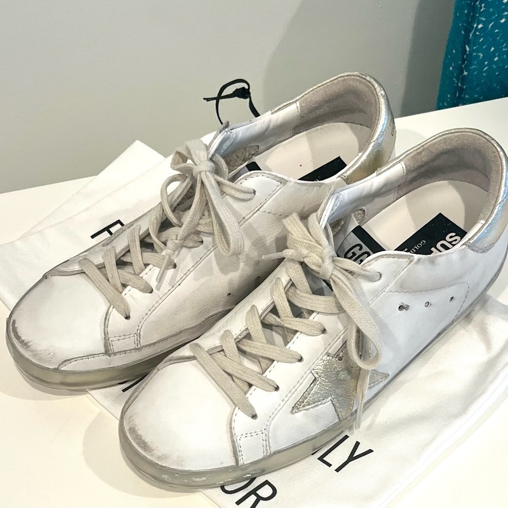 Golden Goose White and Silver Women's Sneakers